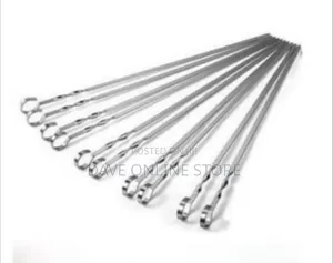 6pcs Reusable Stainless Steel Flat BBQ Skewers