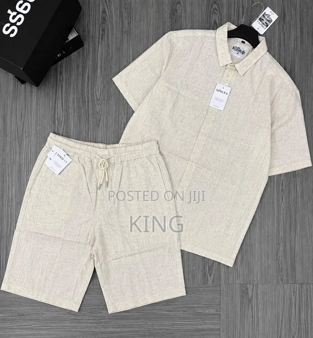 Reswock Men's Linen Two-Piece Matching Linen Set,