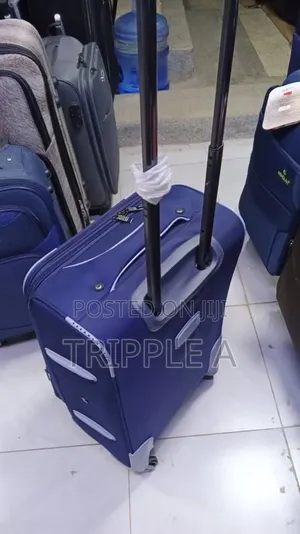 Small Blue Softshell Trolley Suitcase