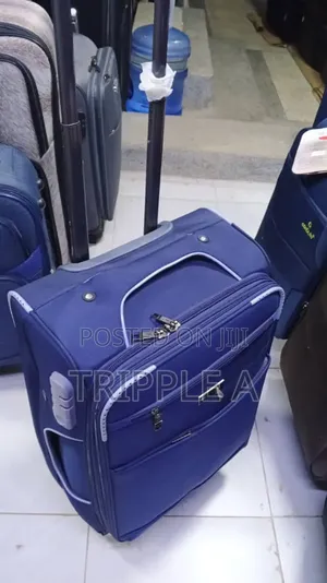Small Blue Softshell Trolley Suitcase