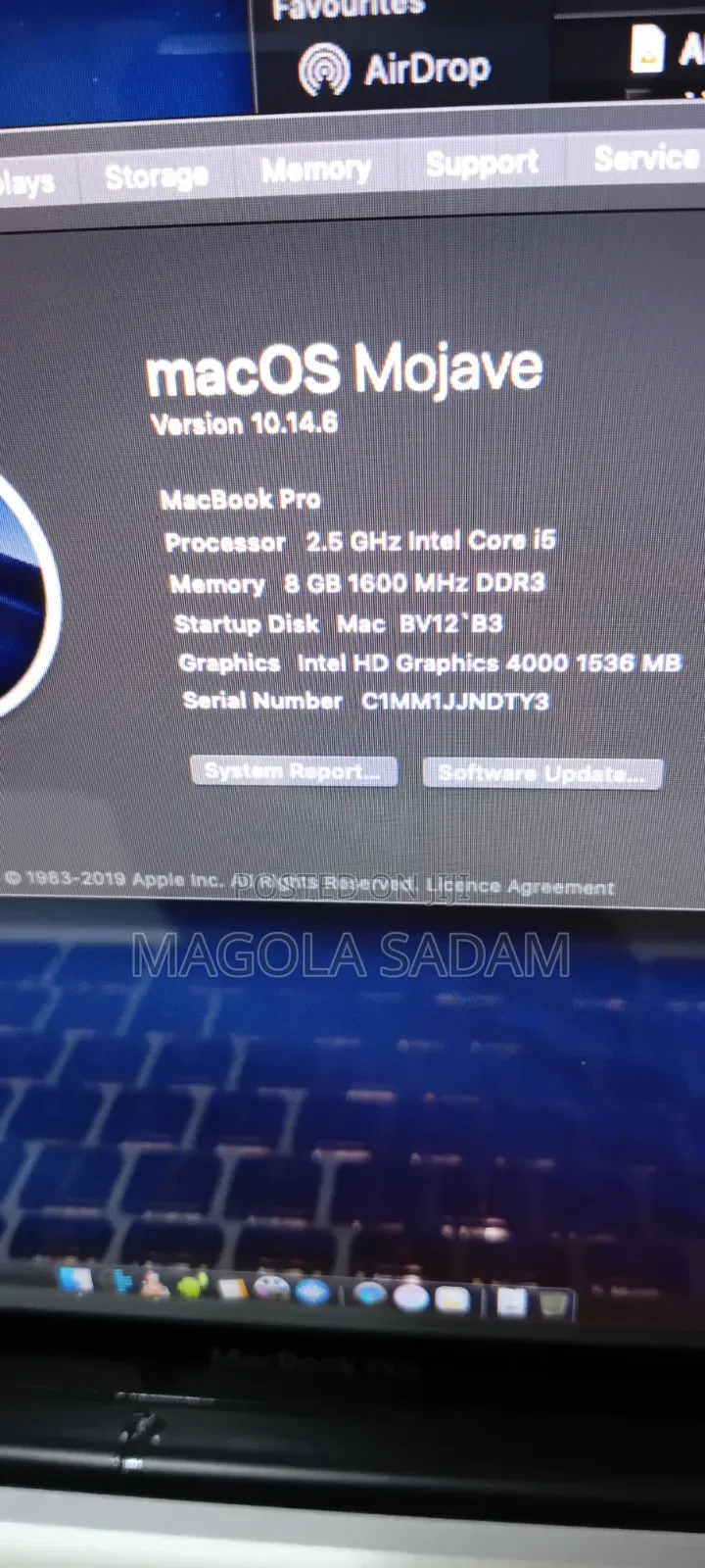 Laptop Apple MacBook Pro 8GB Intel Core i5 HDD 500GB