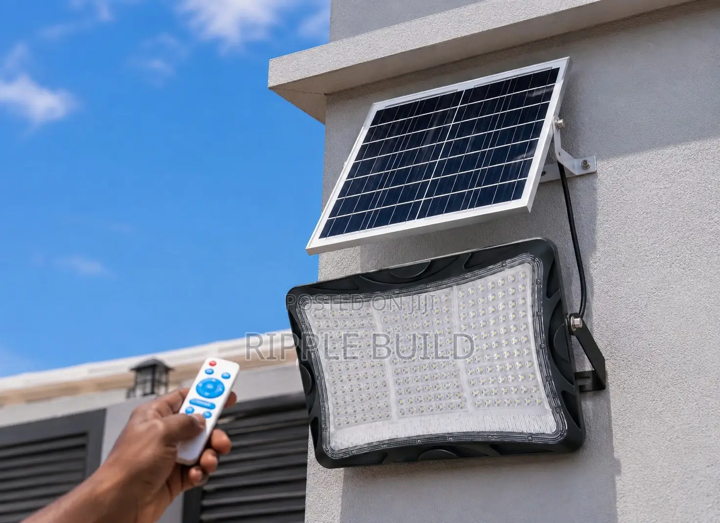 800W Industrial Solar Flood Light 40W Panel Remote IP65