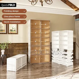 Stackable Sneaker Storage Shoe Cabinet With Magnetic Clear Door