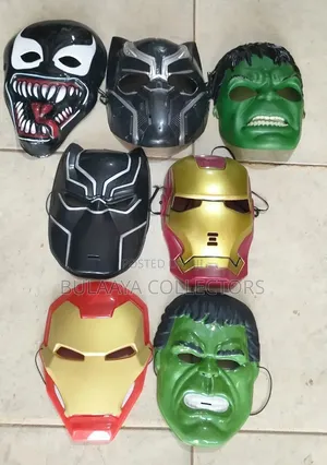 UK Used Plastic Character Masks, Ie Iron Man, Hulk, and Black Panther.