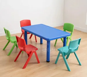 Colorful Kids Plastic Table and 6 Chairs Multicolored
