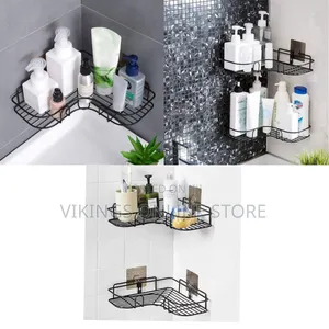 Self-Adhesive Metal Bathroom Kitchen Corner Rack Storage Shelves