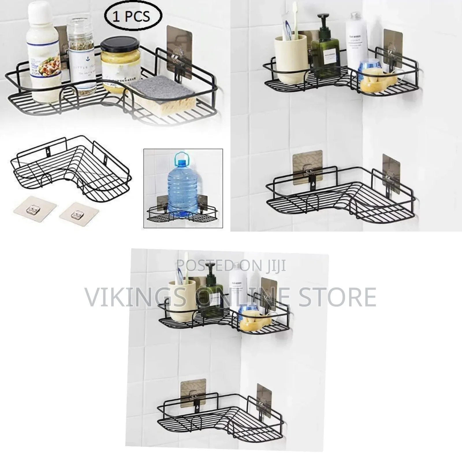 Self-Adhesive Metal Bathroom Kitchen Corner Rack Storage Shelves