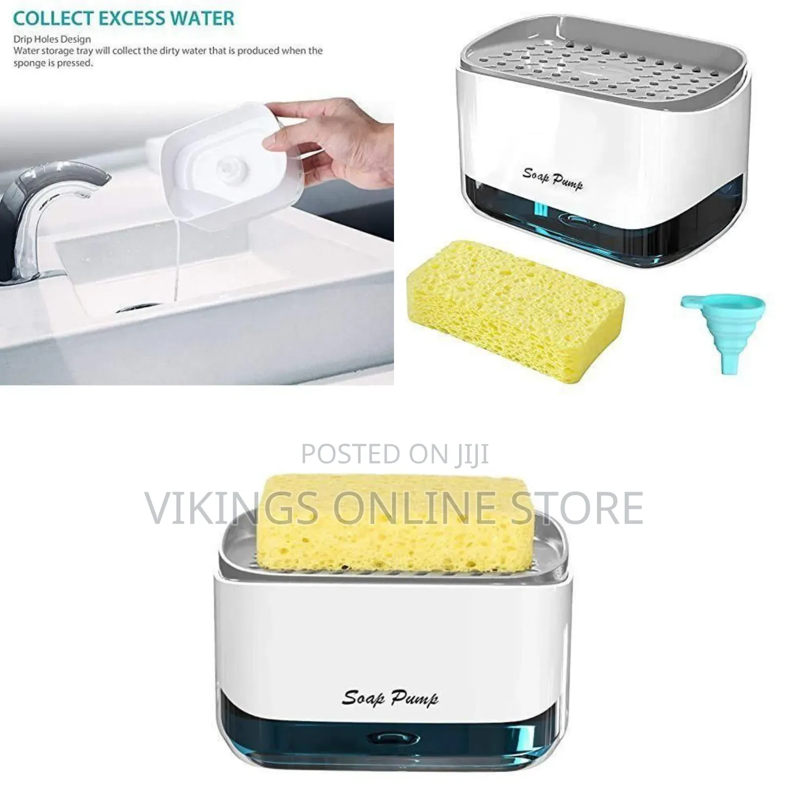 2 in 1 Countertop Dish Washing Liquid Soap Dispenser Pump With Sponge