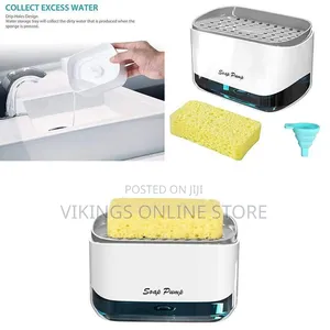 2 in 1 Countertop Dish Washing Liquid Soap Dispenser Pump With Sponge