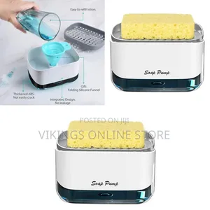 2 in 1 Countertop Dish Washing Liquid Soap Dispenser Pump With Sponge
