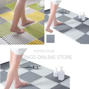 4Pcs Interlocking Non Slip Bathroom Floor Tiles Rubber Mat for Toilet