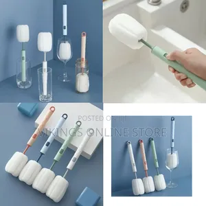 2 PC Sponge Cleaning Dish Bottle Glass Cup Scrubber Brush-Multi-Colour