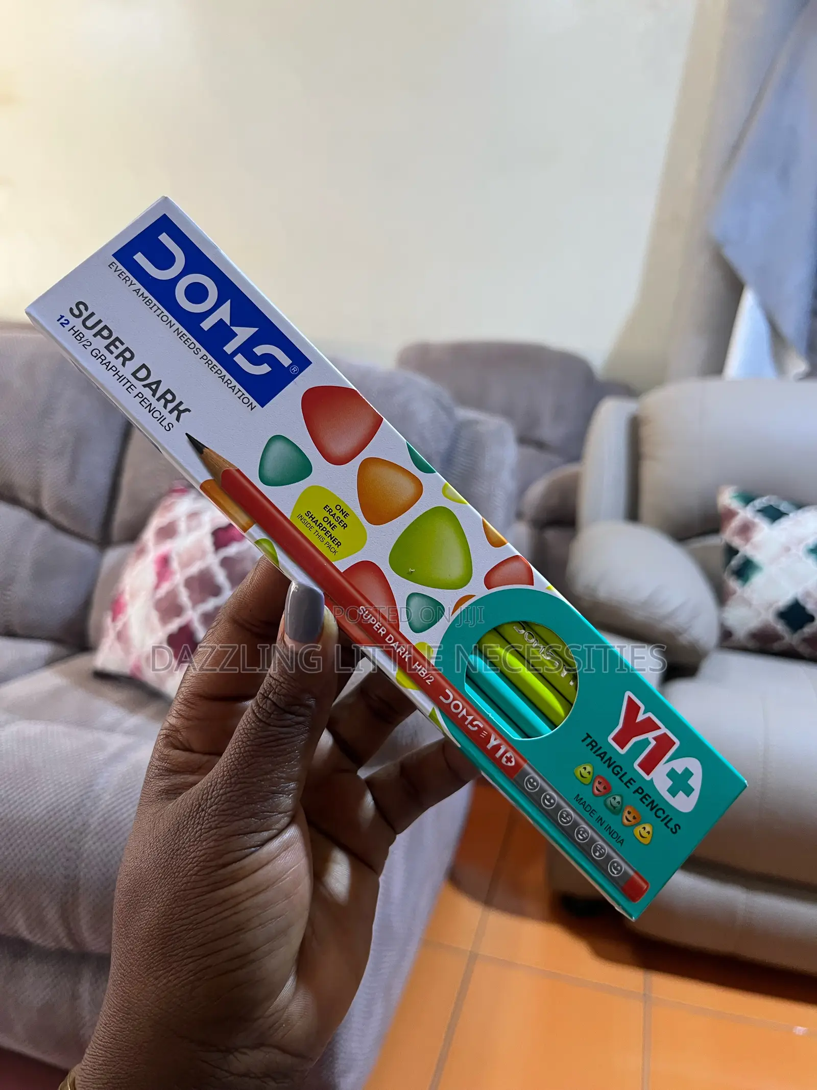 DOMS SuperDark Y1+ Triangle Pencils - A Dozen