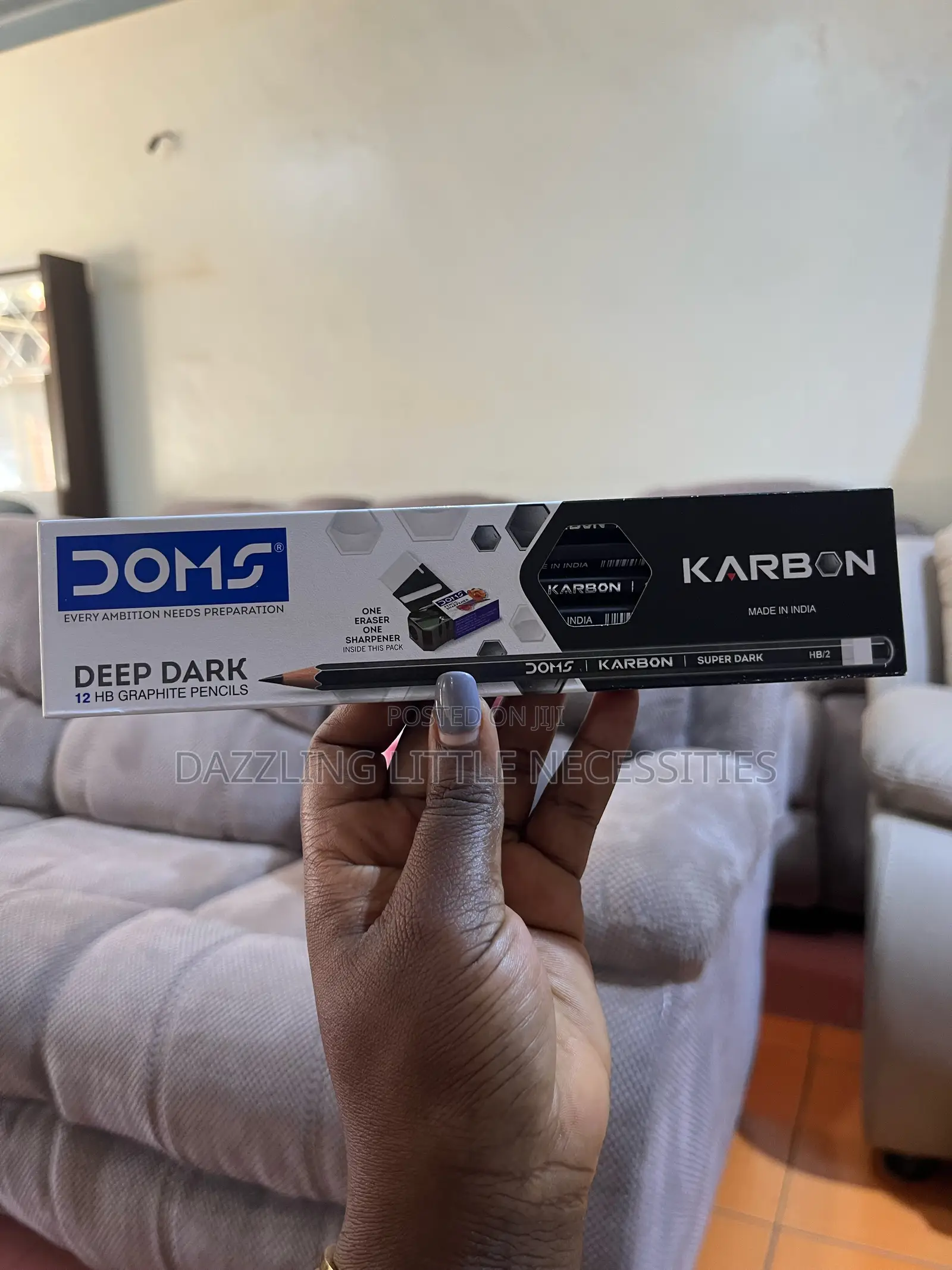 DOMS Karbon Deep Dark Pencils (Comes With Eraser Sharpener) - Dozen