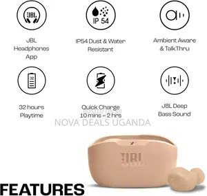 JBL Wave Buds True Wireless Earbuds, Deep Bass, 32H Battery