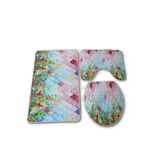 3 PCS Non-Slip Toilet Bathroom Rugs Carpets-Multi-Colour