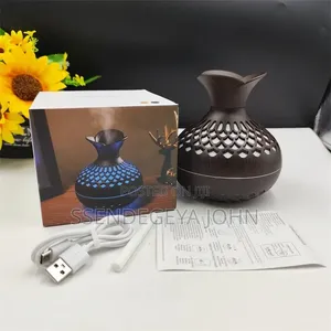 Dark Wood Grain, Vase-Shaped Ultrasonic Aromatherapy Humidifier