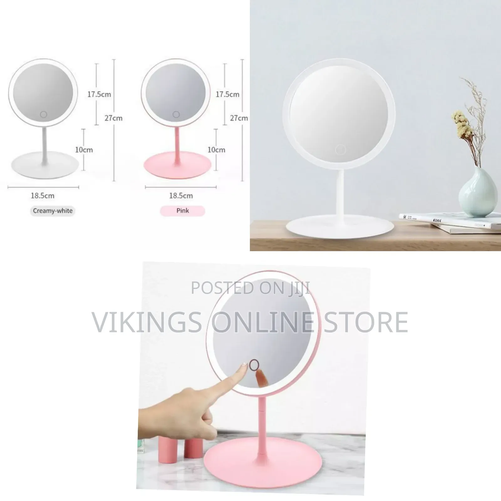 Rechargeable LED Touch Screen Cosmetic Makeup Mirror With Vanity Lamp