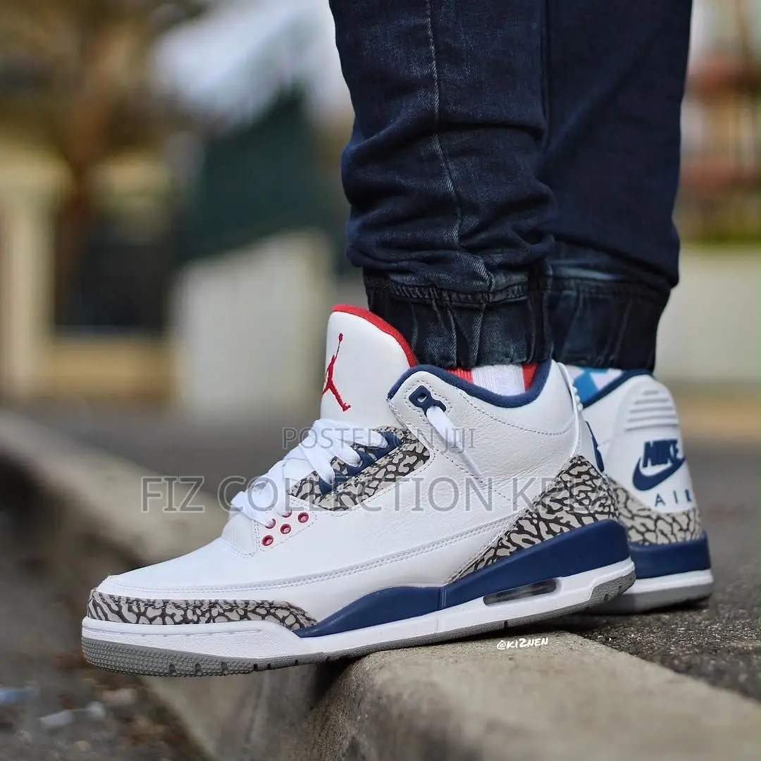 Nike Air Jordan 3 True Blue Original Leather Sneakers