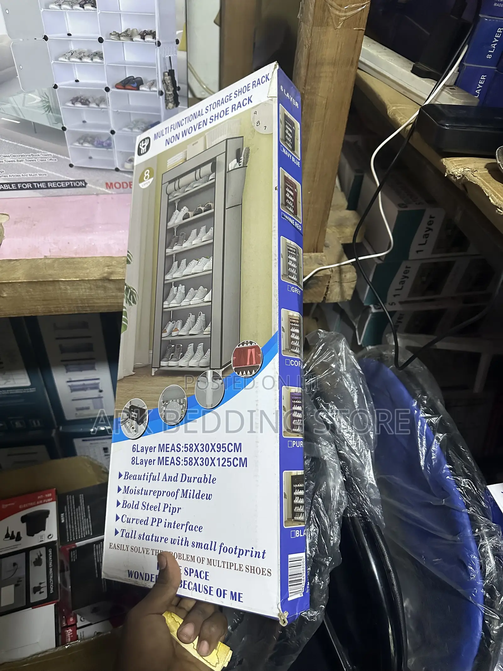 8 Row Shoe Rack With Zipped Enclosure