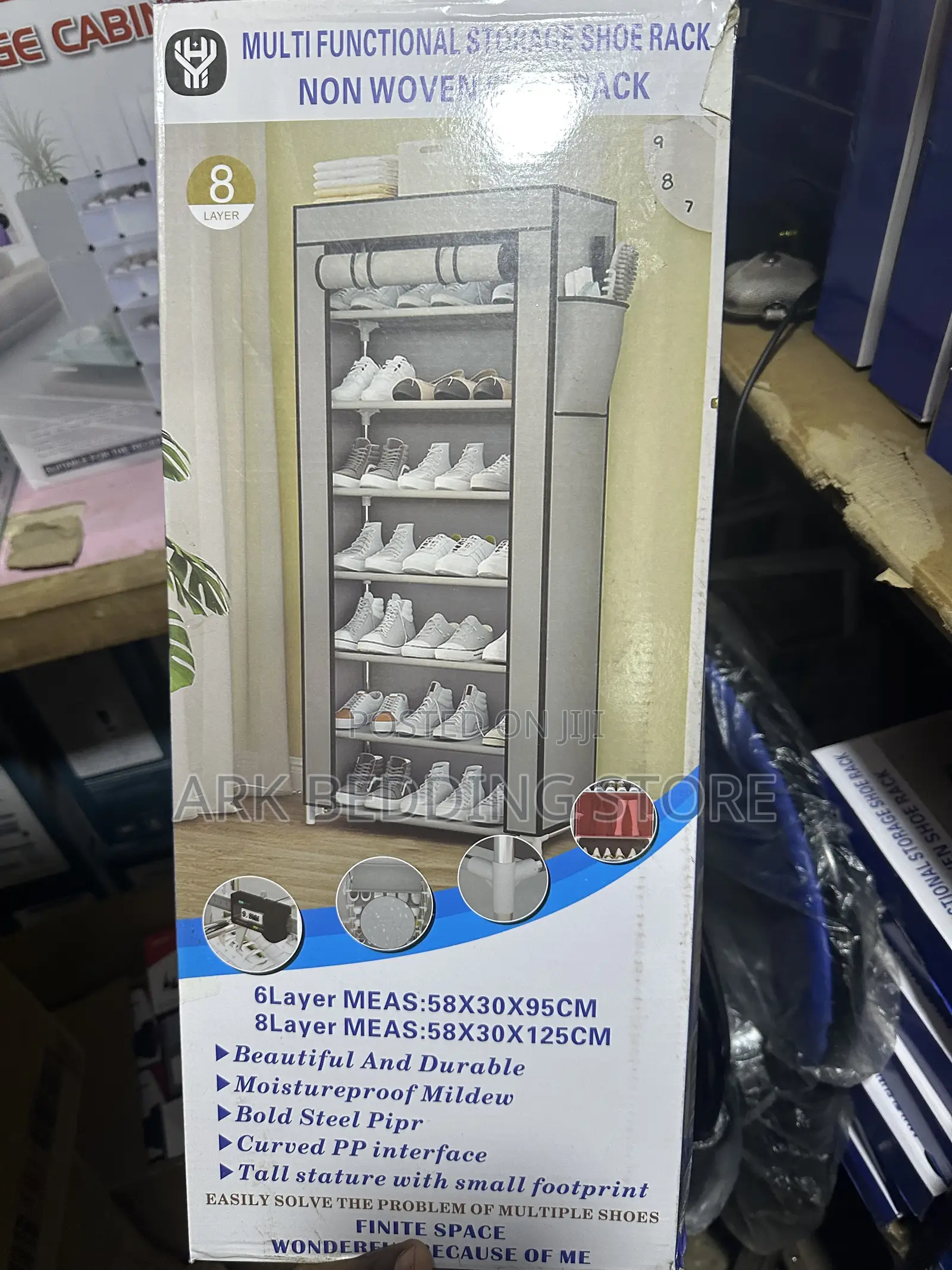8 Row Shoe Rack With Zipped Enclosure