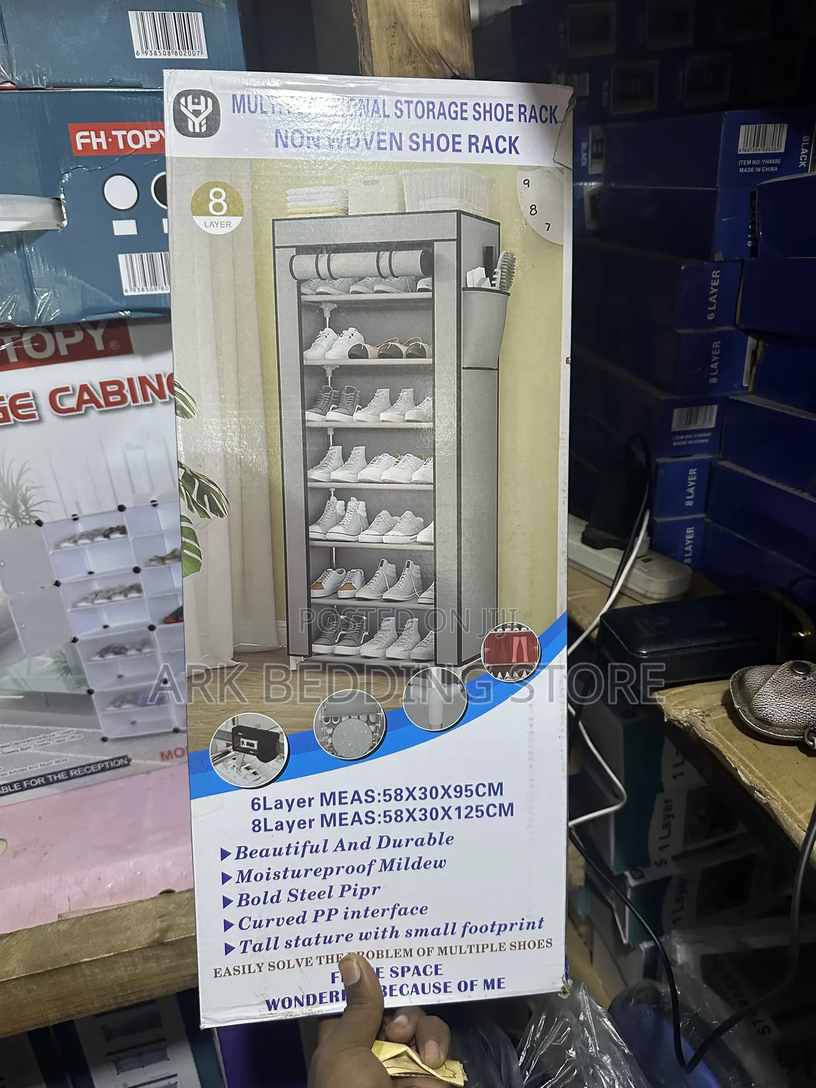 8 Row Shoe Rack With Zipped Enclosure