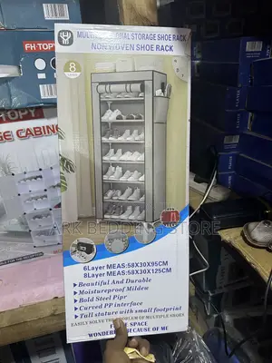 8 Row Shoe Rack With Zipped Enclosure