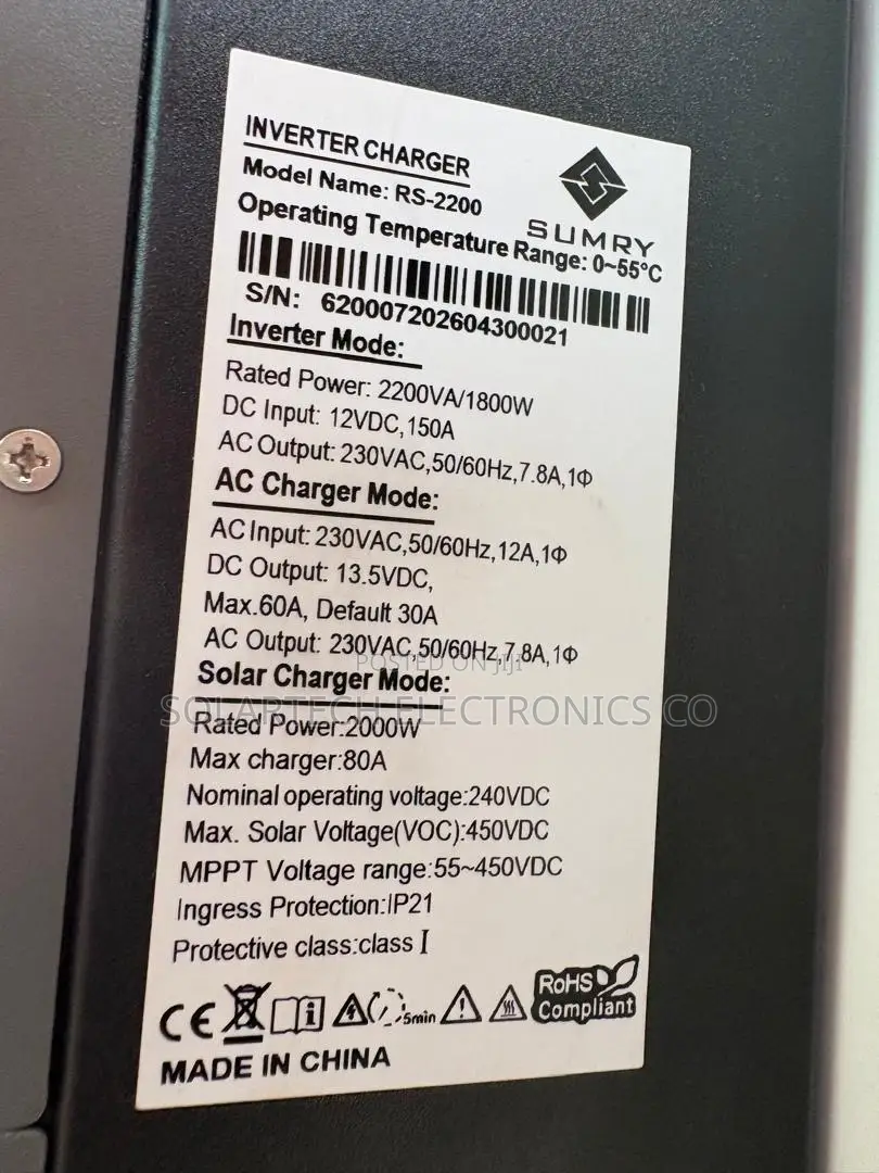 Reliable 2200VA SUMRY Hybrid Inverter 4 Solar Systems High Efficiency