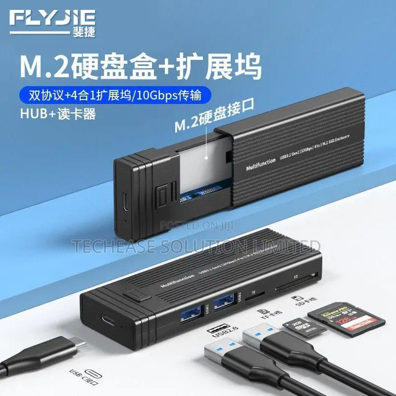 10Gbps 5-in-1 USB-C Hub M.2 SSD Enclosure With SD/TF Reader