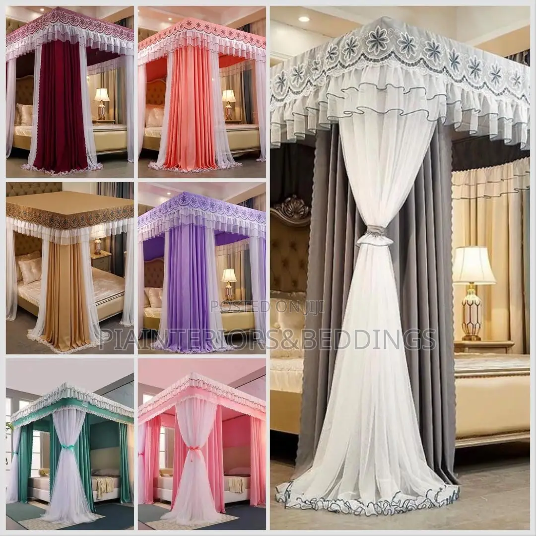 Four Stands Mosquito Nets With Curtains