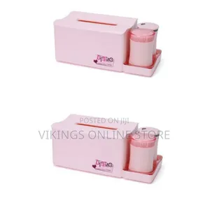 Tissue Box Storage With Cotton Swab Toothpick Can Holder-Pink