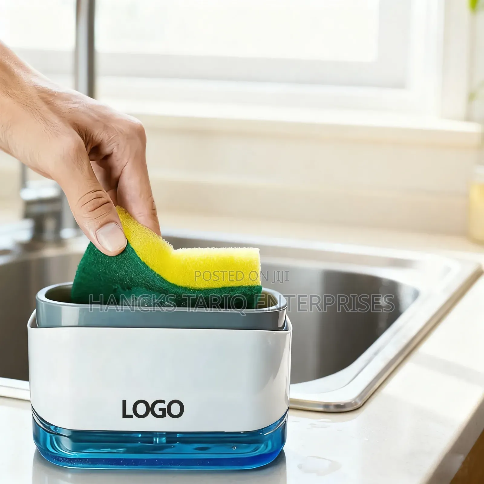 2-in-1 Soap Dispenser and Sponge Caddy.