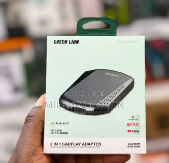 Green Lion 2-in-1 CarPlay Adapter Running Android 14 for Wireless