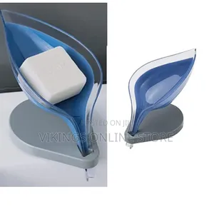Leaf Shape Soap Dish Box-Self Draining Soap Holder,Blue