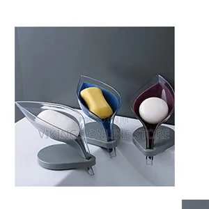 Leaf Shape Soap Dish Box-Self Draining Soap Holder,Blue