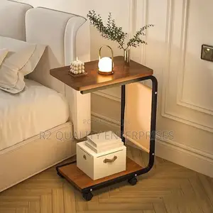 Mobile, C-Shaped Rolling Side Table D