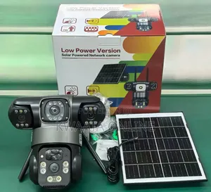 Solar Quad-Lens PTZ Security Camera 12MP Surveillance, PIR Motion