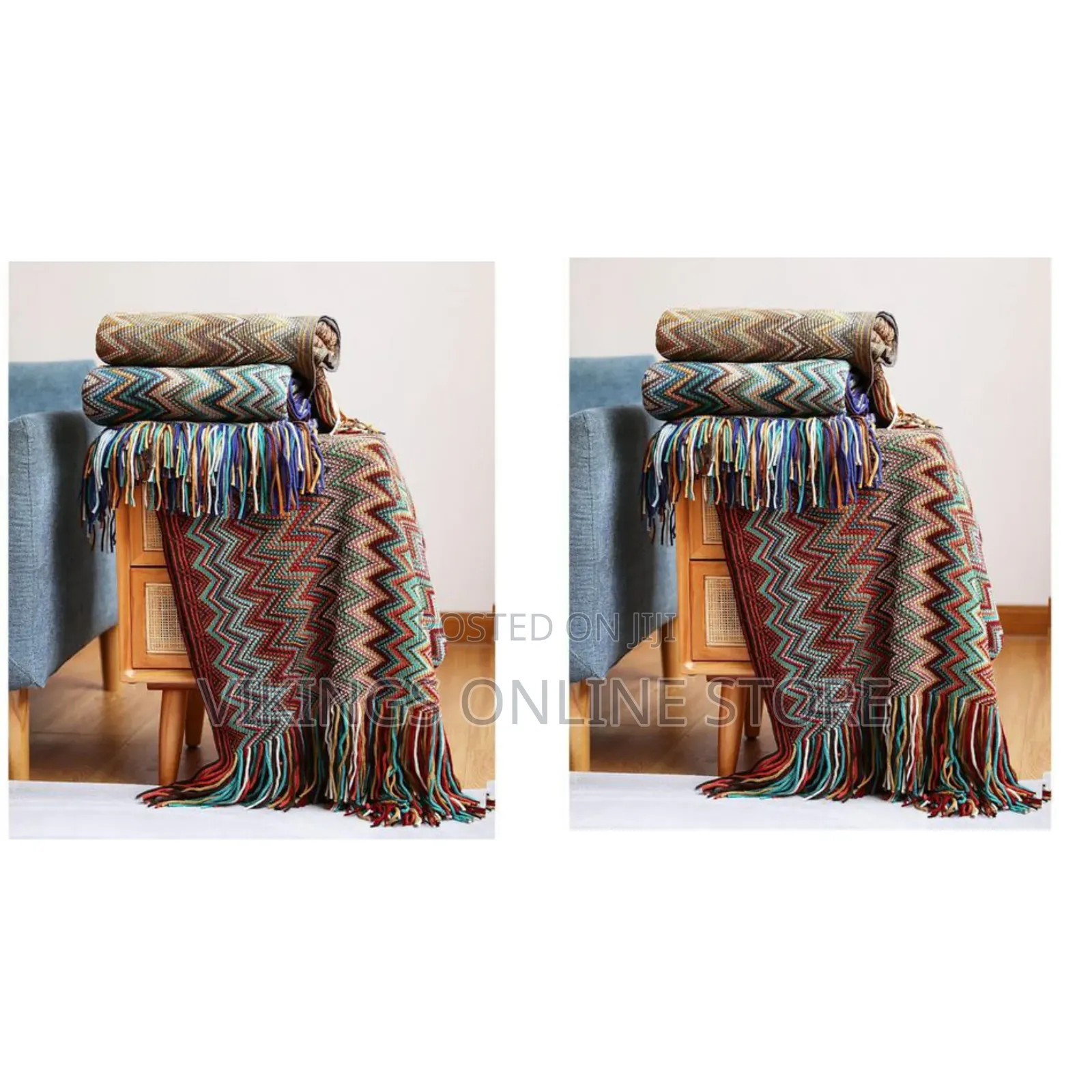 Throw Blanket With Tassels, Bohemian Style Sofa Throw Knitted Blanket