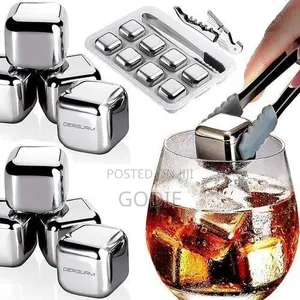 8pcs Stainless Steel Ice Cube Set Features Eight Reusable Cubes