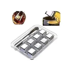 8pcs Stainless Steel Ice Cube Set Features Eight Reusable Cubes