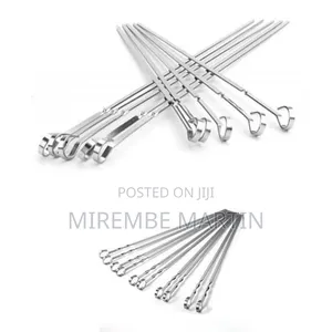 6pcs Reusable Stainless Steel Flat BBQ Skewers
