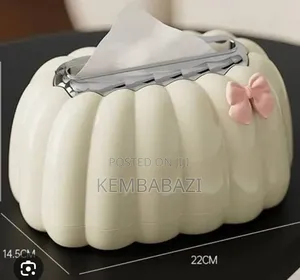 Elegant Ribbed Tissue Box / Napkin Dispenser With Bow Accent