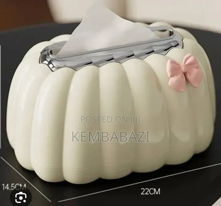Elegant Ribbed Tissue Box / Napkin Dispenser With Bow Accent