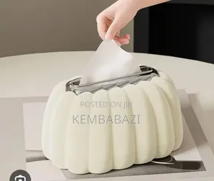 Elegant Ribbed Tissue Box / Napkin Dispenser With Bow Accent