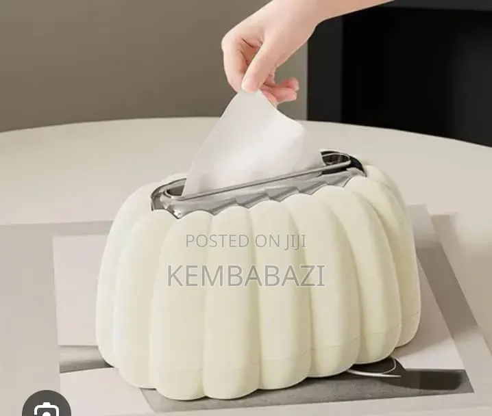 Elegant Ribbed Tissue Box / Napkin Dispenser With Bow Accent