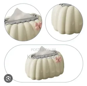 Elegant Ribbed Tissue Box / Napkin Dispenser With Bow Accent