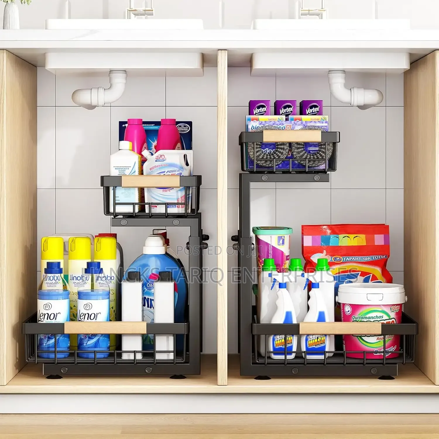 Tier Under-Sink Sliding Storage Organizer Rack
