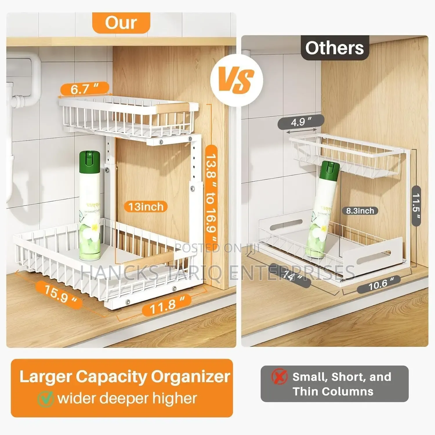 Tier Under-Sink Sliding Storage Organizer Rack