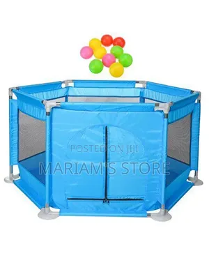 6-Panel Baby Playpen With a Bright Built-in Basketball Ho