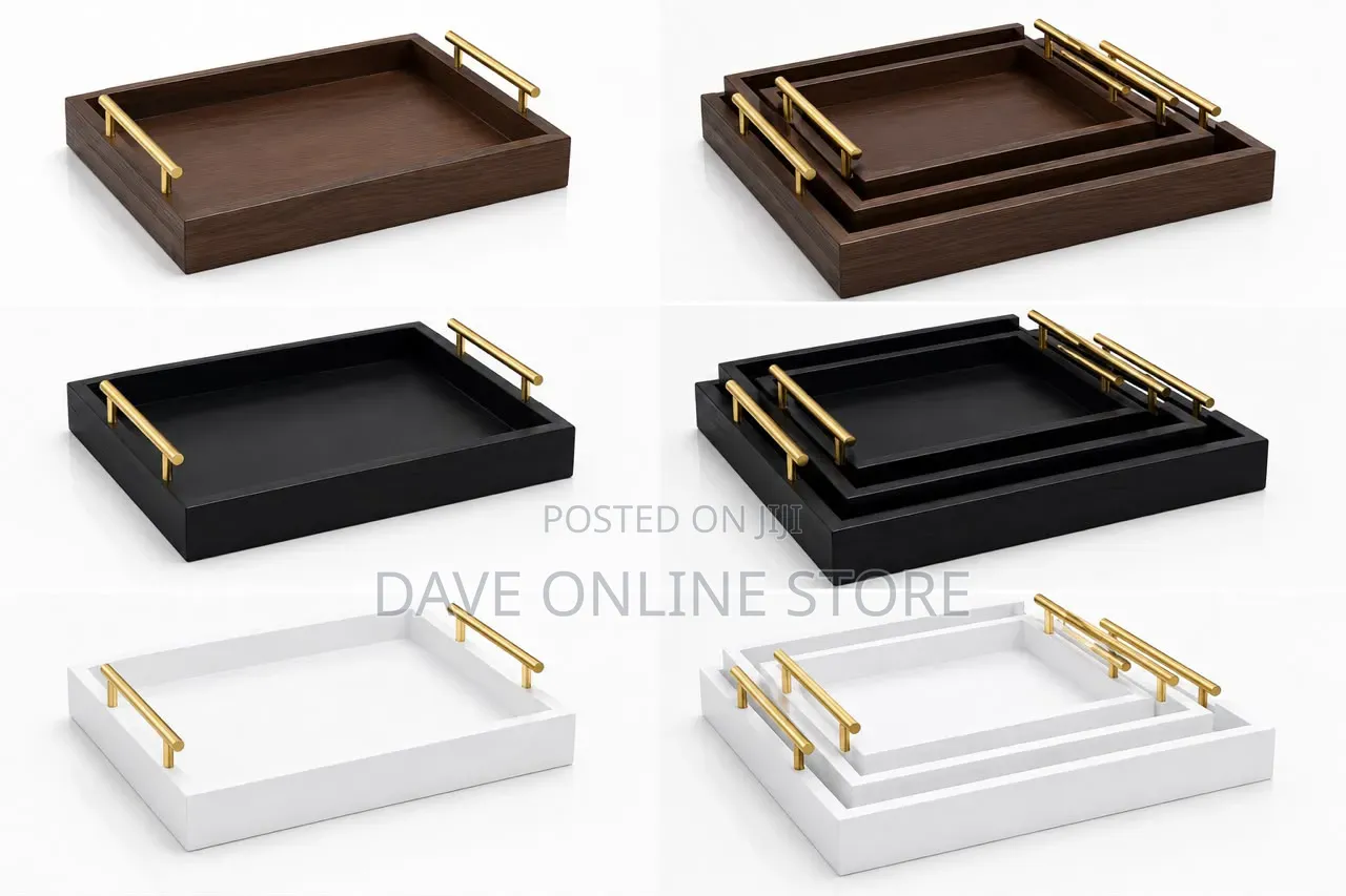 3pc Colored Wooden Trays